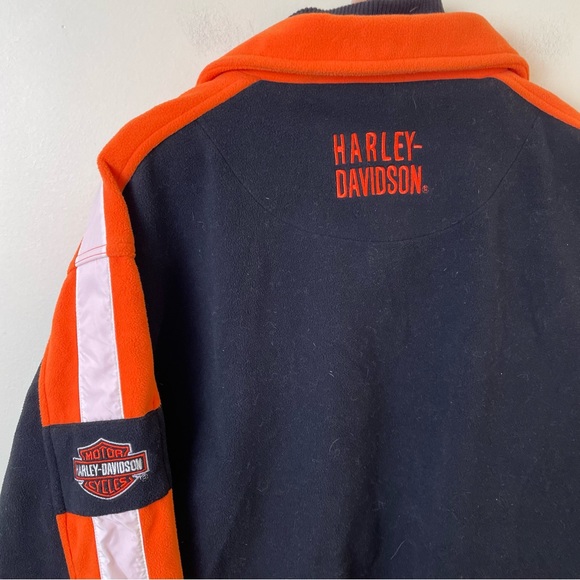 Harley-Davidson Orange & Black Thick Fleece Jacket SZ XL - Picture 11 of 11